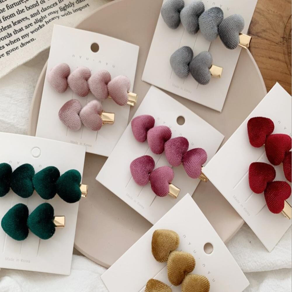 2 uds. De pinzas para el pelo de terciopelo para mujer, horquillas para el pelo con flequillo, accesorios para el cabello de Clip LATERAL para Otoño e Invierno