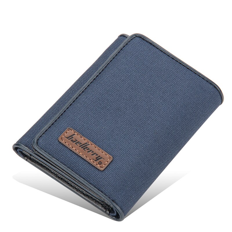 Mode Mannen Portefeuilles Canvas Card Houders Korte Mannen Purse Photo Slot Pu Leather Mannelijke Portemonnee voor Mannen: Blue