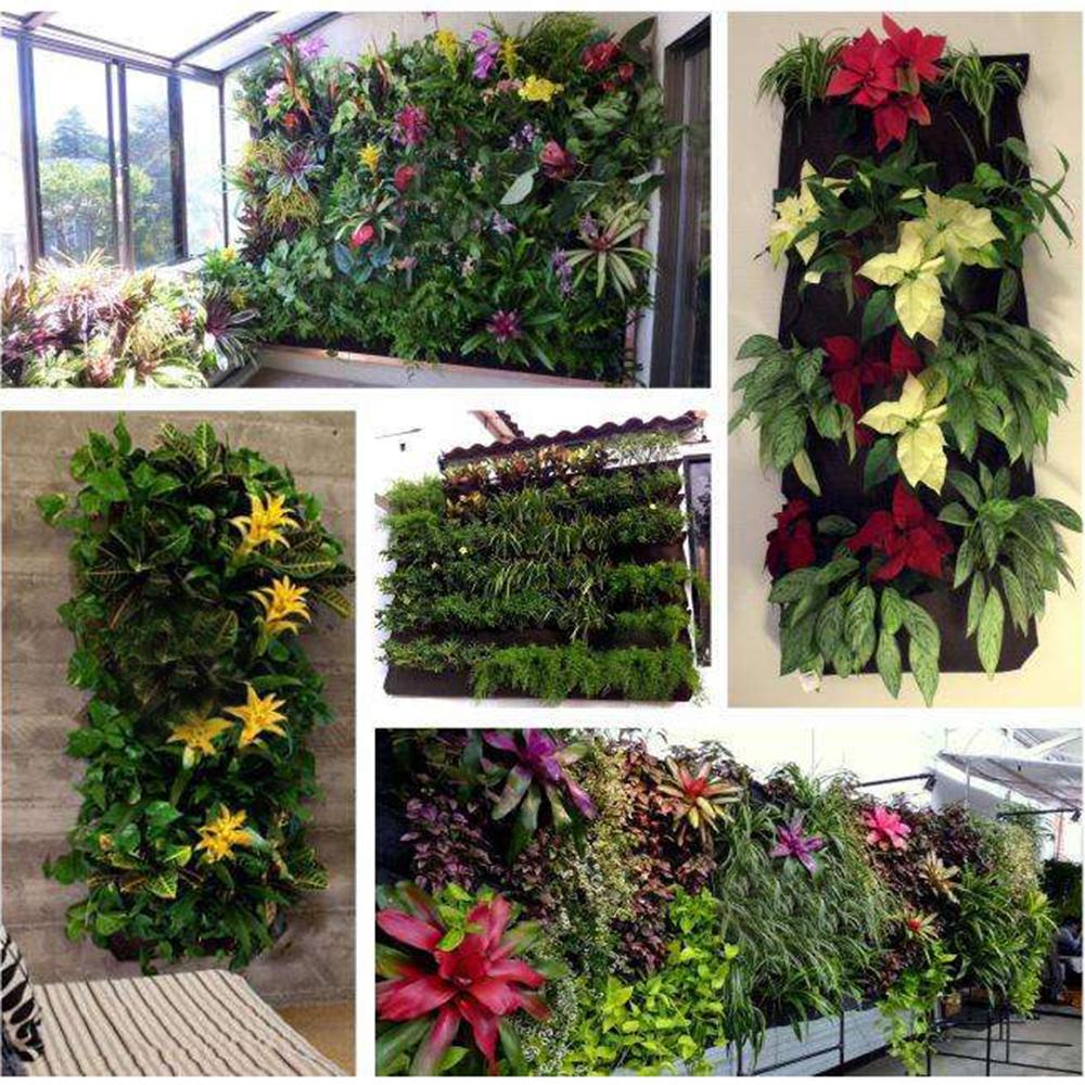 Nonwoven Green Wall 18 Pockets Planting Bag Pocket Vertical Wall Planter Garden Balcony Plant Grow Bag Gardening Accessory