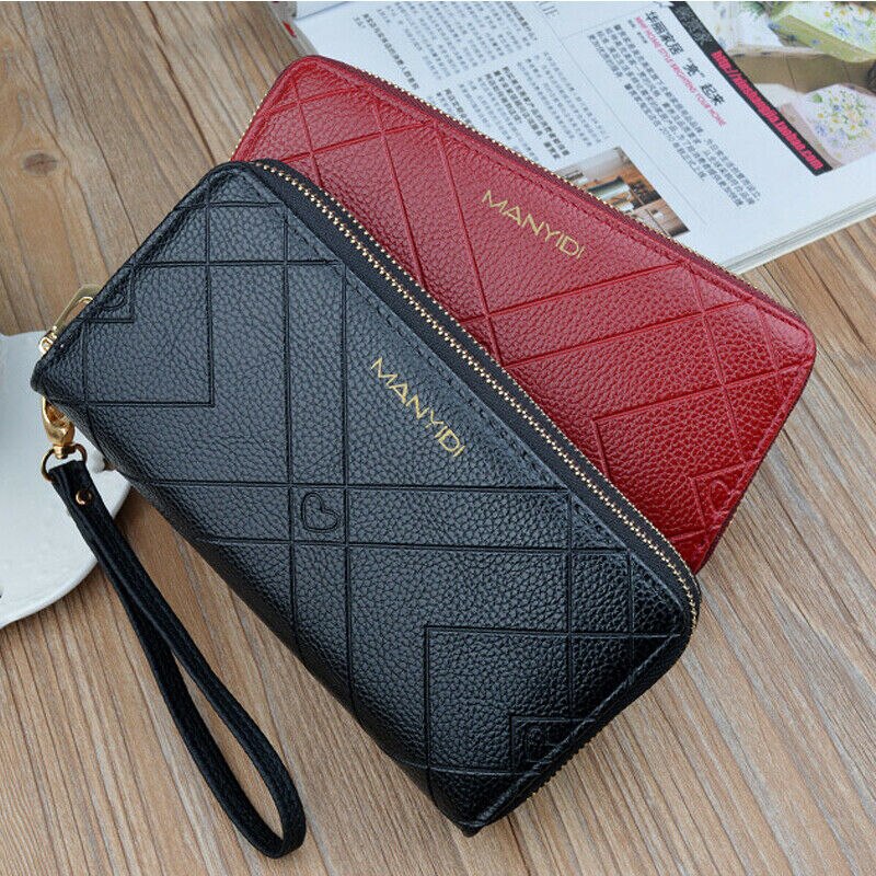 Noenname-null pochette pour femmes portefeuille en cuir synthétique polyuréthane porte-cartes long sac de téléphone sac à main sac à main bracelet