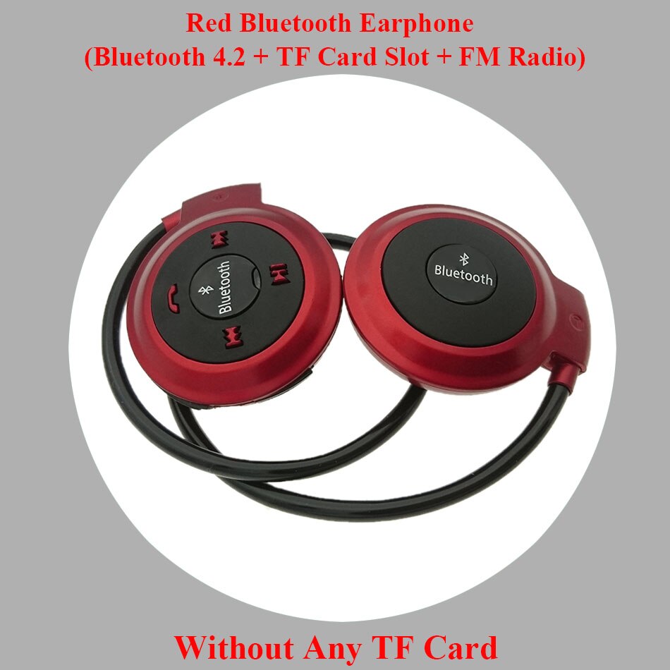 HOMEBARL 3D Mini 503 Mini503 Bluetooth 4.2 FM Headset Sport Wireless Headphones Music Stereo Earphones + 8GB 16GB Micro SD Card: Red No TF Card