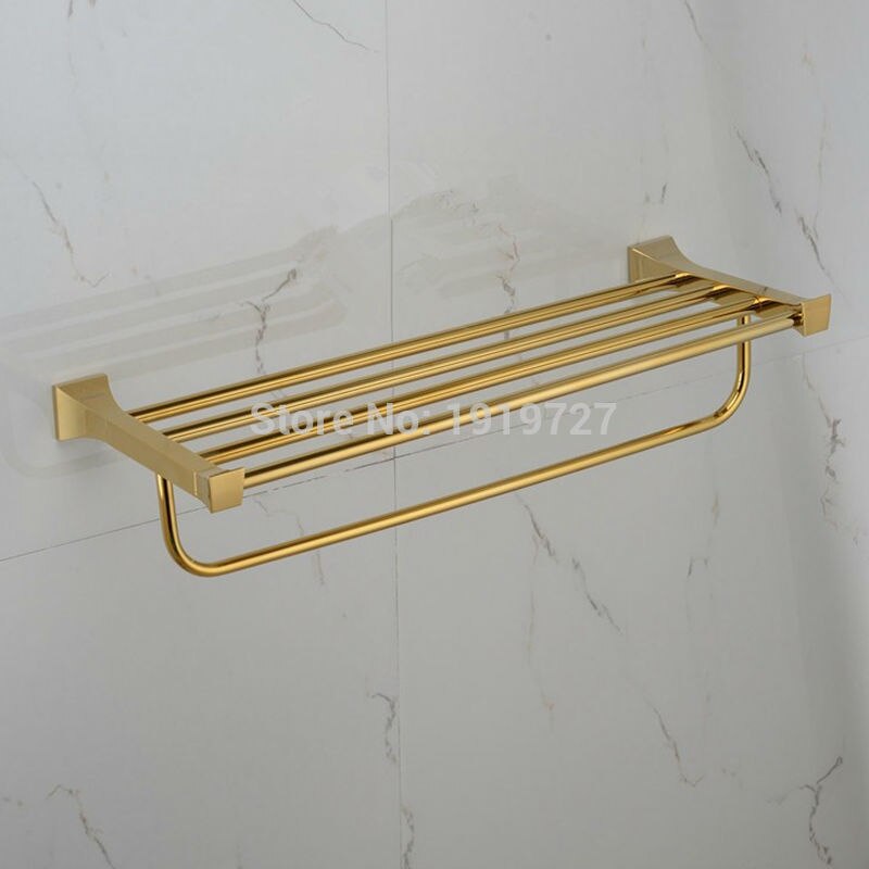Europa luksus badeværelse hardware sæt plads klassisk glas guld finish messing badetilbehør til badeværelse forbedring