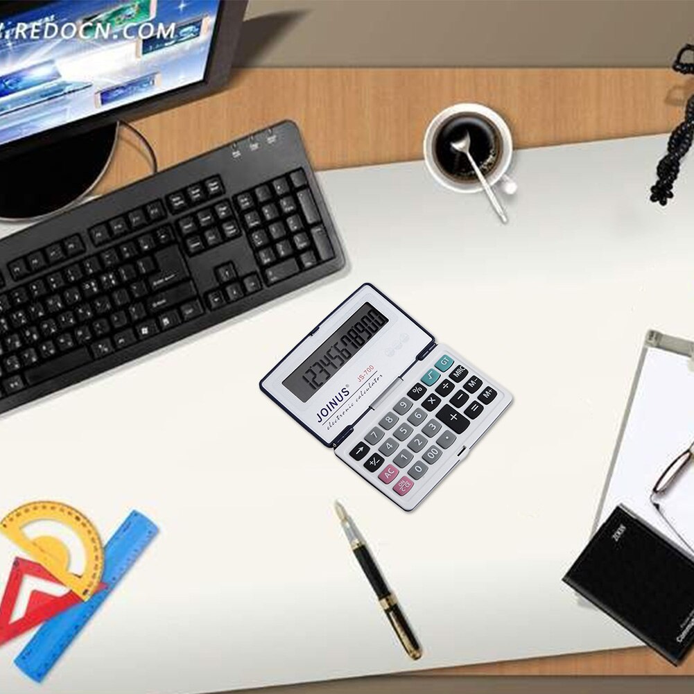 Electronic Folding Solar Power Calculator Portable Scientific Calculate Commercial Count 12 Digit Large Word Display With Button