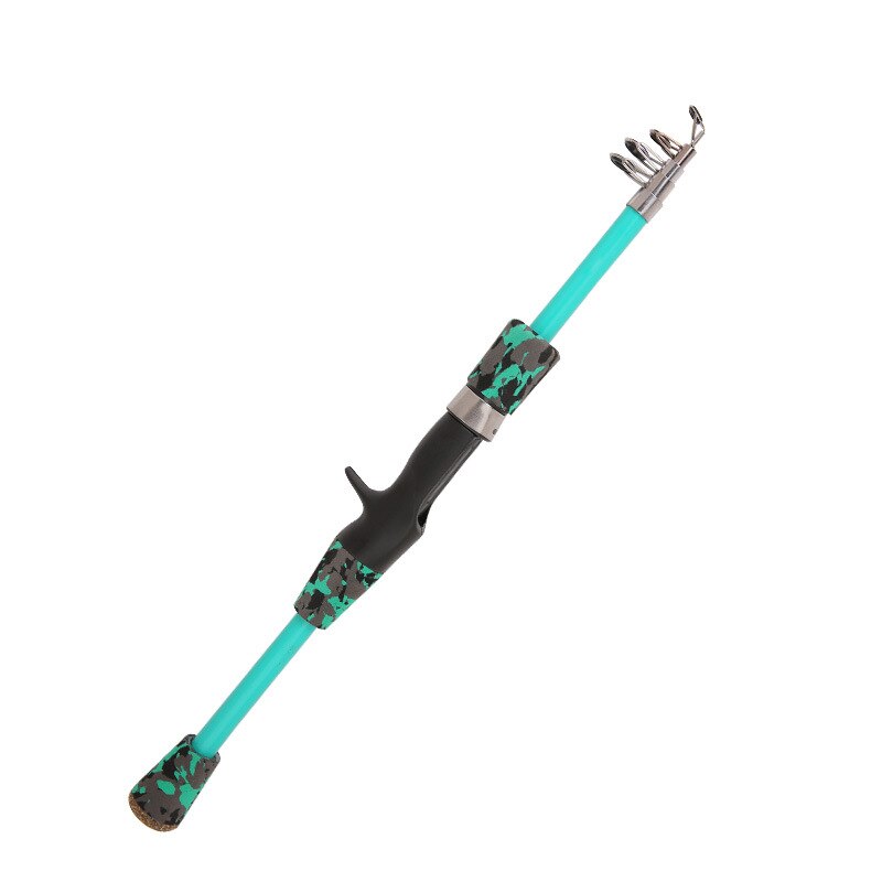 1.3m 1.5m 1.8m Carbon Fiber fishing rod Super short pocket Portable Spinning pole telescopic fishing rod fishing pole: green / 1.8 m