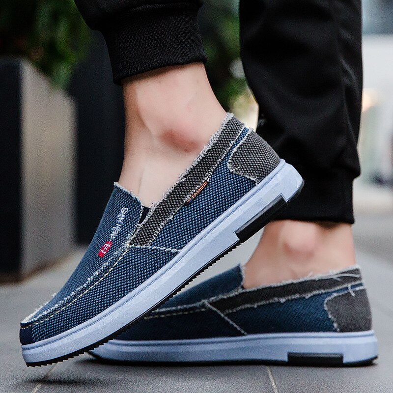 Hommes toile chaussures confortable toile chaussures hommes chaussures décontractées hommes mocassins plats chaussures hommes noir hommes chaussures baskets