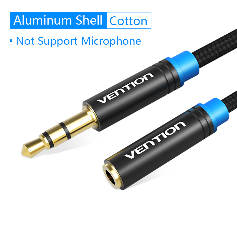 Vention Jack 3,5 Cable de extensión auxiliar para coche portátil Mini PC TV Xiaomi Huawei estéreo 3,5mm Jack auriculares altavoz Cable auxiliar: Gris oscuro / 2 m