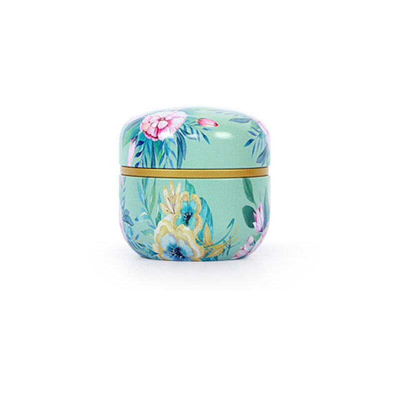 Mini caja de almacenamiento de dulces de té y café de lata de flores, caja redonda de Metal hermética, contenedor de recuerdo de de boda, caja de de té caddy: 2