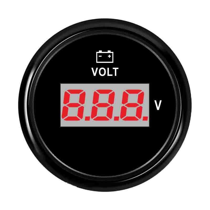 Universell marin båt bil voltmeter mätare 9 ~ 32 v arbetsspänning 52 mm vattentät spänningsindikator med röd bakgrundsbelysning: Svart 832v