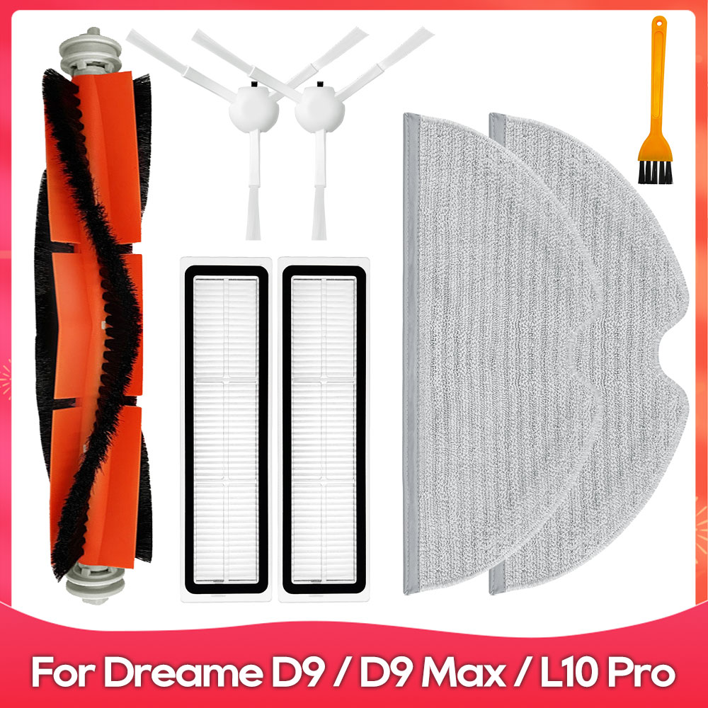 Fit For ( Dreame D9, D9 Max, L10 Pro, Trouver LDS Finder ) Roller Side Brush Mop Water Tank Filter Dust Box Accessory Part: PURPLE