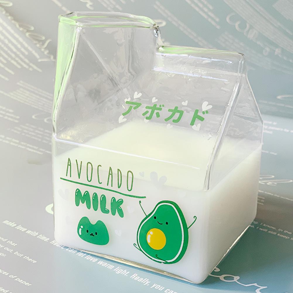 400ML Clear Glass Milk Box Water Bottle Reusable Juice Transparent Milk Cup Box Milk Drinking Glass Mug Water Cups Drinkware