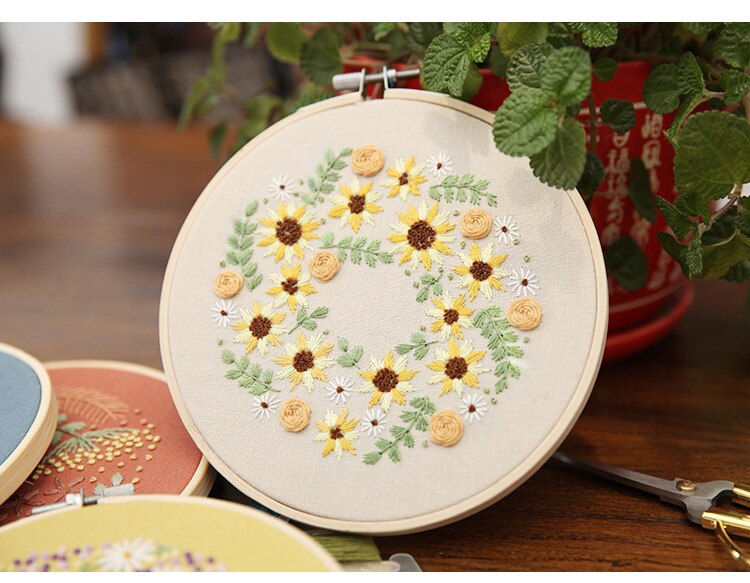 Europa diy blomsterbroderi starter sett med ramme til nybegynner håndarbeid sett korssting serie kunst håndverk sy dekor