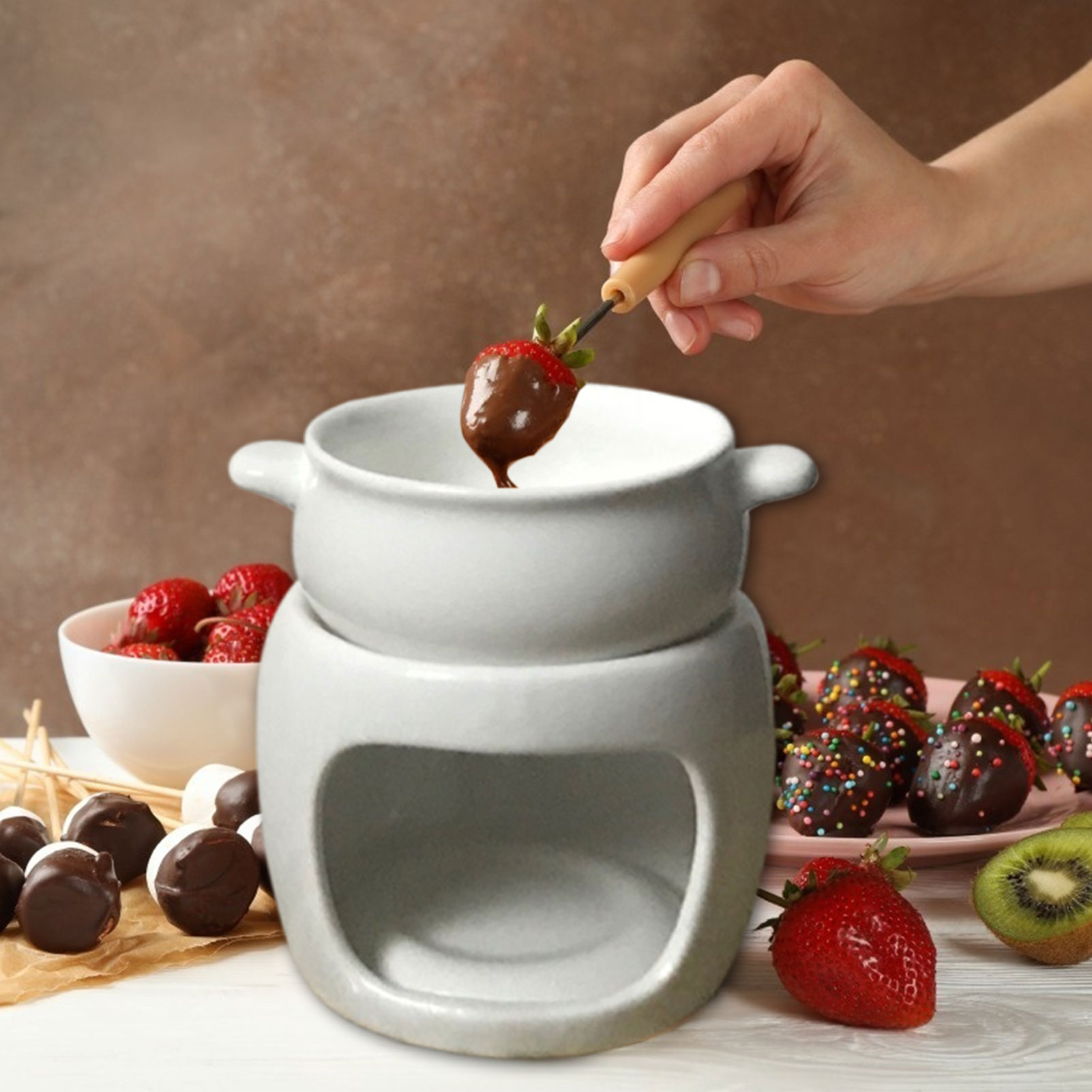 Keramische Kleine Kaas Pot Kaas Chocolade Fondue Oven Fondue Set Premium Porselein Melting Pot Voor Kaas Chocolade