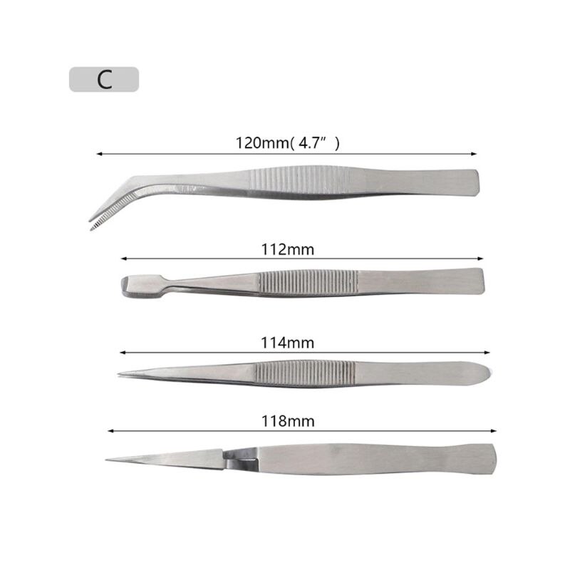 Esd antistatische roestvrijstalen pincet onderhouds- en reparatiegereedschapset precisie: Type c