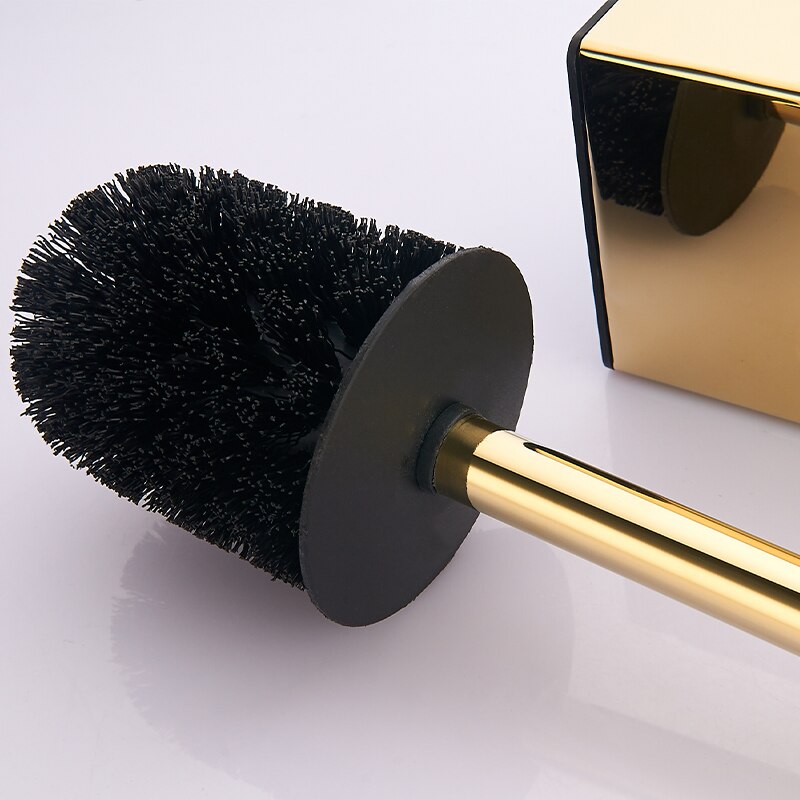 Porte-brosse de toilette mural Vertical doré avec brosse de toilette en acier inoxydable bross304 Kit de nettoyage de brosse de toilette noir Nickel