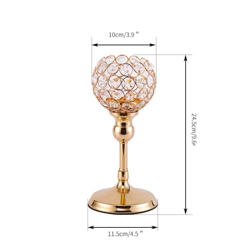 Krystall telys lysestaker gull votive holder bryllupsbord midtpunkt lysestaker fest hjemmeinnredning hogar moderno: 24.5cm