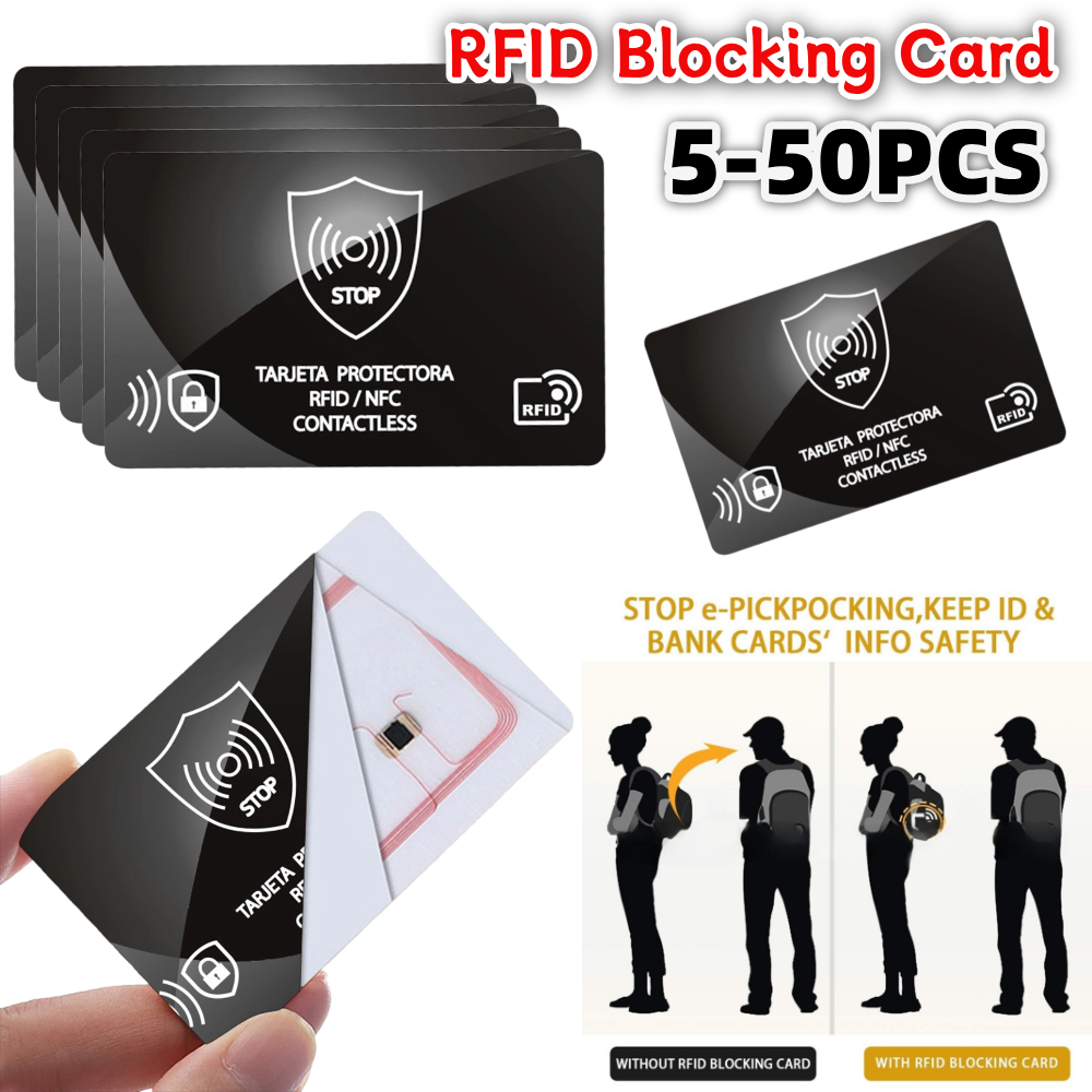 5-50PCS Draagbare RFID-blokkeerkaart Eén kaart Beschermt de hele portemonnee NFC-debit Credit Paspoortbeschermer RFID-blokkering Ultradun