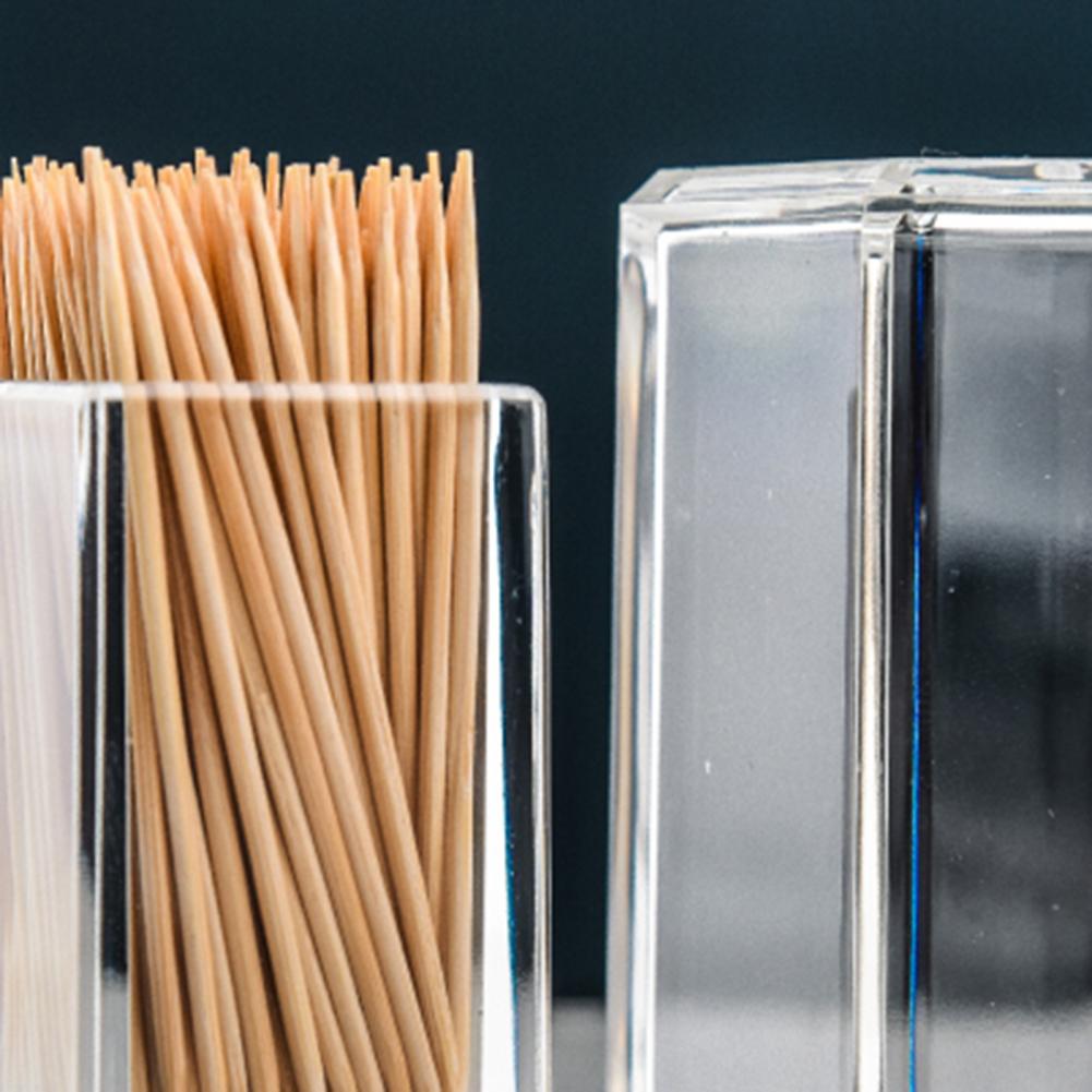 Botella de palillo de dientes acrílico, , limpia, forma cuadrada, no tóxico para almacenamiento de cocina hogareña, caja portátil creativa para palillos de dientes