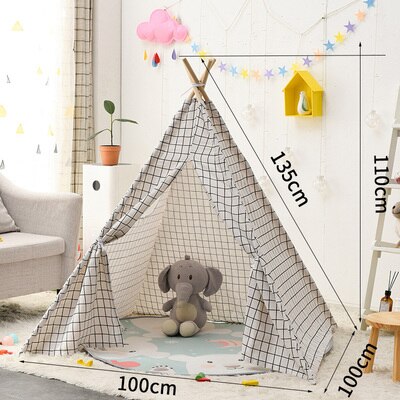 1.35M Portable Cotton Home Tipi Folding Indoor Baby Tent Toy Teepee Original Triangle Indian Kids Wigwam For Children Games: 7