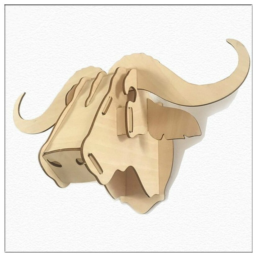 3D Houten Dierenkop Muur Opknoping DIY Creatieve Puzzel multiplex Eenhoorn Hoofd Voor Home Decor MDF Ambachten Kunst Muur decoratie