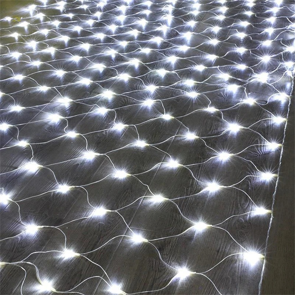 Net maille Led lumières 1.5 M/2 M/3 M LED chaîne noël fée rideau guirlande extérieure étanche pour fête jardin décoration de mariage: M / WHITE