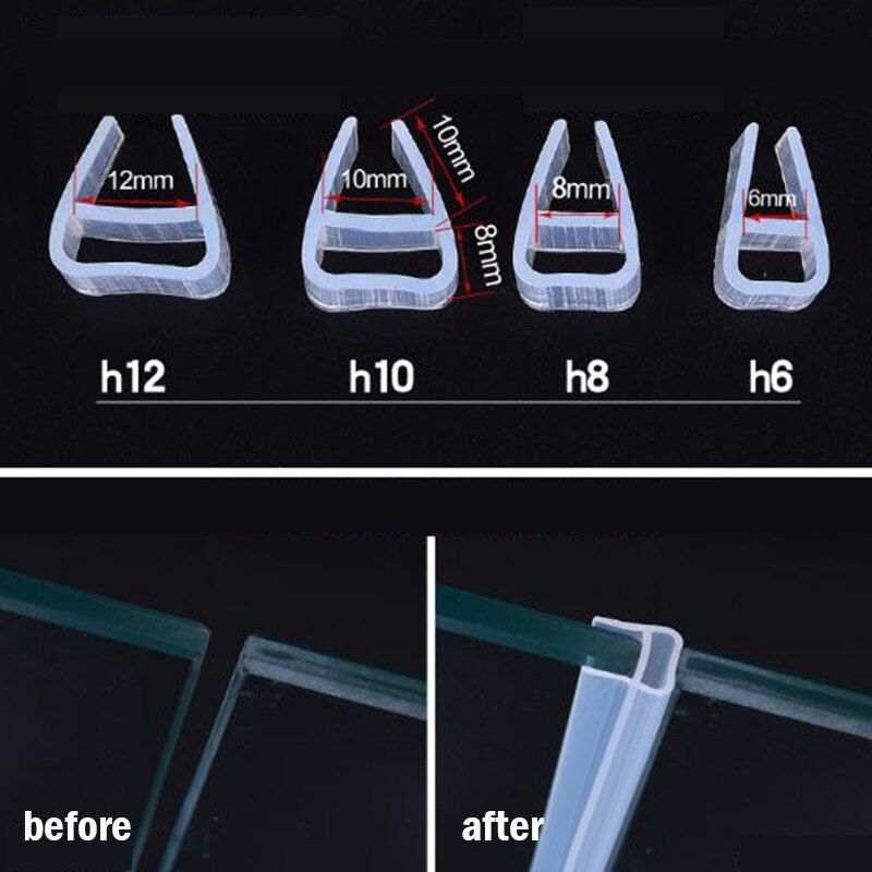 Clear Rubber Sealing Strip Gap Curved U-Shape Bath Shower Screen Door Window