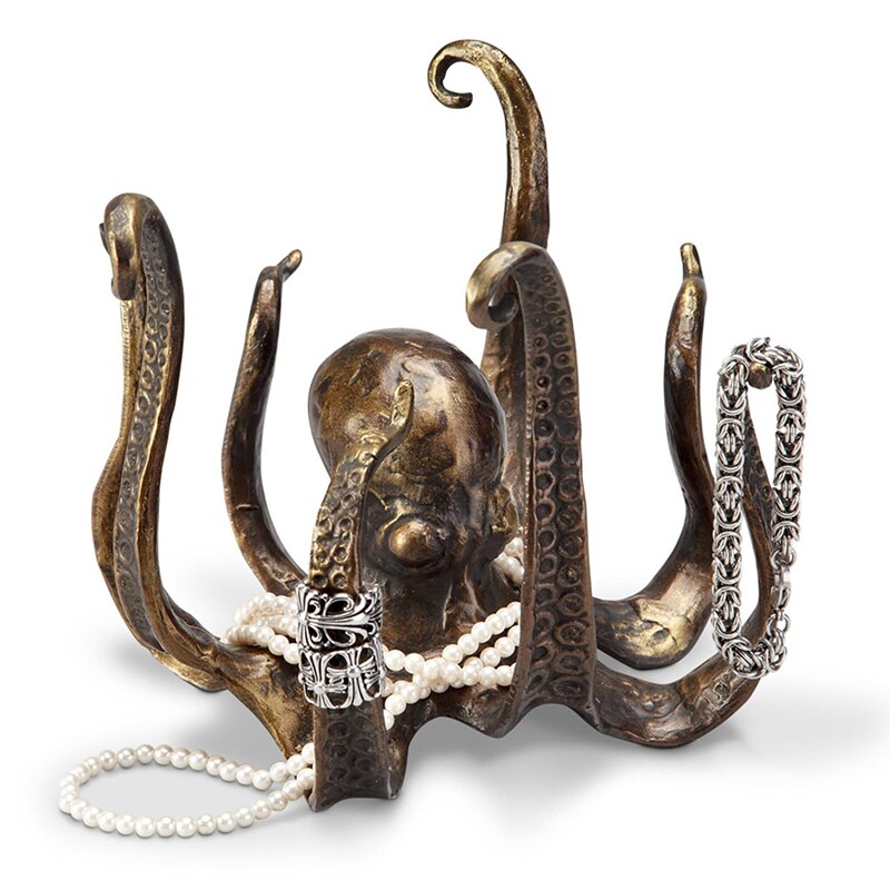 Octopus Statue Resin Octopus Sculpture Crafts Octopus Mug Holder Fun Cast Iron Cup Holder Jewelry Holder Desktop Home Decoration