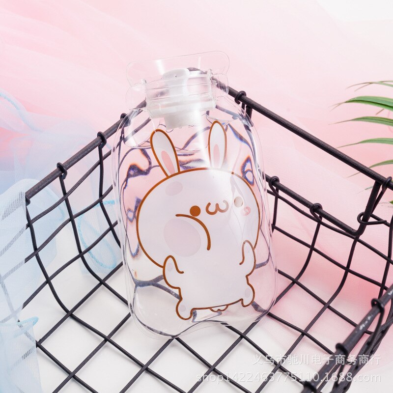 Kreskówka druk kolorowy przezroczysta poduszka elektryczna torba robić wtrysku gorącej wody butelka gorącej wody ciepły dom przenośne nawadnianie Han: nowy styl biały królik