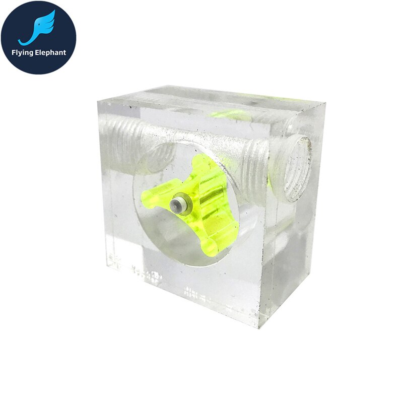 Water Flow Indicator Transparent Acrylic Blue,Green,Red leaf Flow Meter For Computer Cooling G1/4'': Square Green 2