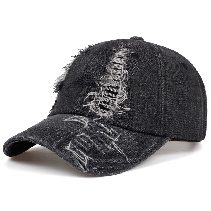 frühling Herbst Getragen Denim Cap Sommer Outdoor Freizeit Visier Hut Trend Loch Damen Baseball Caps Hip Hop Sport hüte: Dark Grau
