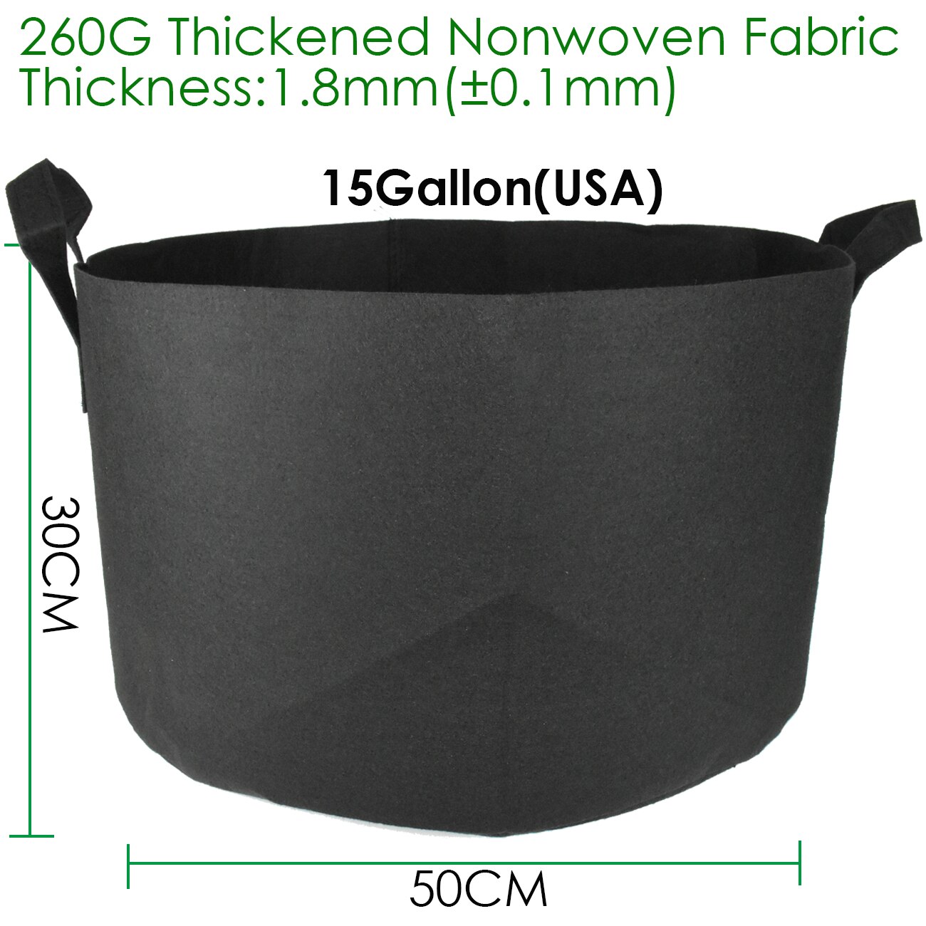3/5/7/10/15 Gallon Grow Bags Grow Bag Gardening Nonwoven Fabric Grow Pot Vegetable Growing Planter Garden Flower Planting Pots: 15Gallon (50cmx30cm) / 6PCS