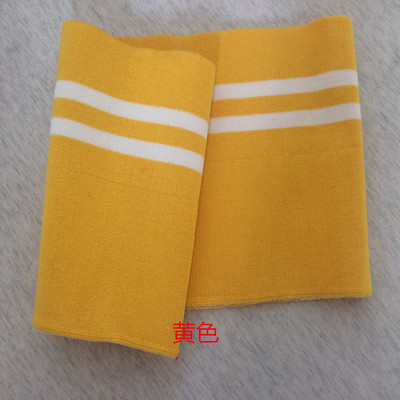 Puños a rayas de algodón, 15x95CM, 670gsm, tejido de punto elástico a rayas para escote, chaqueta de invierno, accesorios de ropa: YellowDoubleWhite