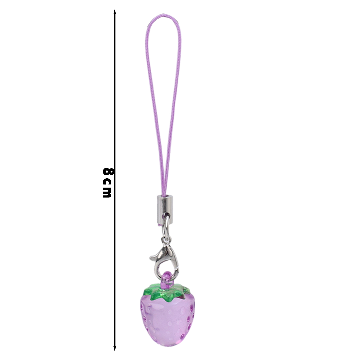 Cute Strawberry Charm for Phone Kawaii Pendant Mini Fruit Lanyard Keychain Bag Zipper Pull Accessory Set Red Pink Purple: Light Yellow Gold Color