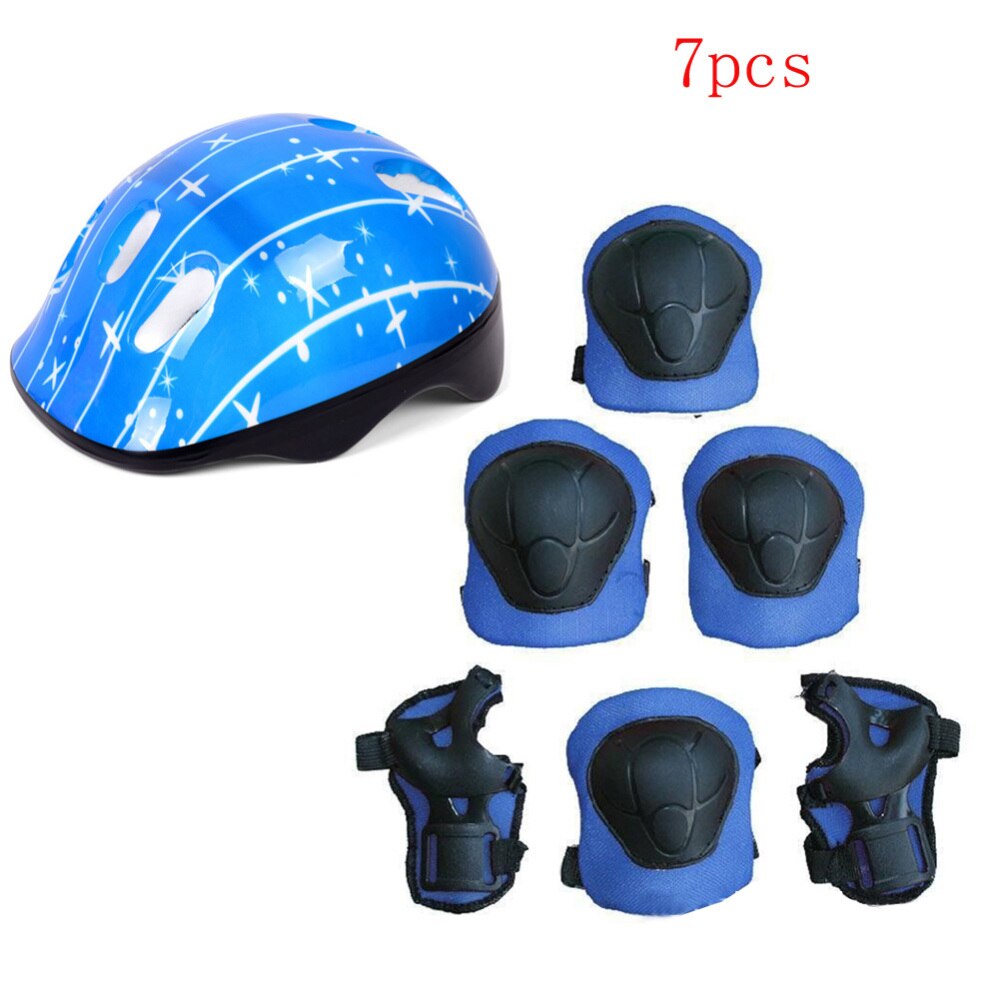 7 Pcs/set 7-12 Years Old Kids Bicycle Helmet Kids Safety Kids Bike Helmet Guard Pad Skating Helmet Guard Elbow Knee Protection