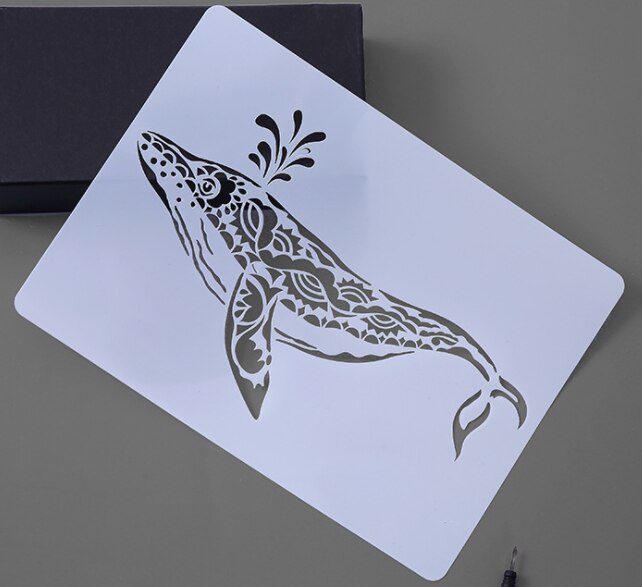 A4 29*21cm bricolage artisanat baleine moule pour peinture pochoirs estampé album photo carte de papier en relief sur bois, tissu, pochoir mural