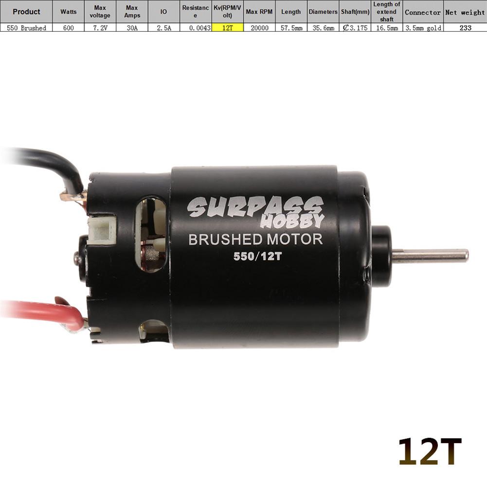 RC Brushed Motor - 550 Size - 12T 21T 27T 35T - for 1/10 RC Cars Off-Road Rock Crawler: 12T
