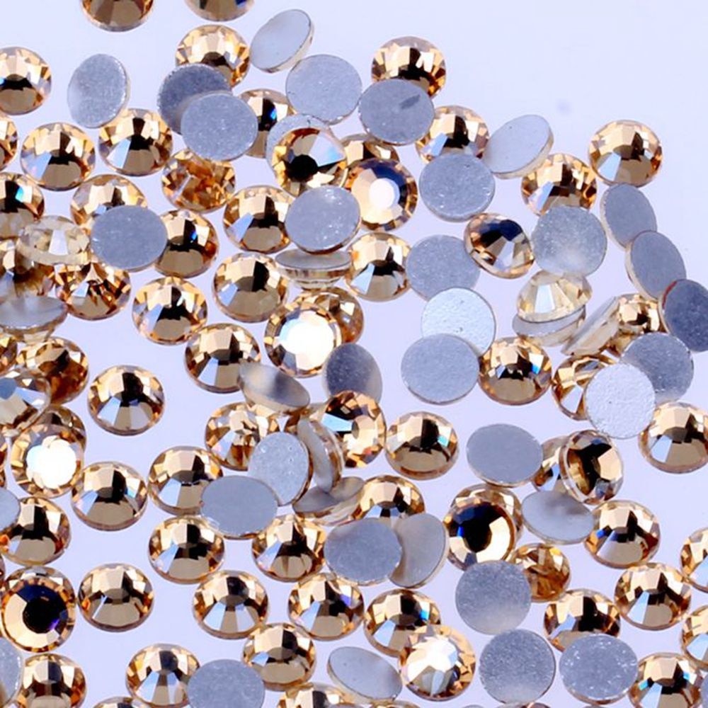 Golden Shadow Niet Hotfix Platte Achterkant Steentjes Gold Champagne Kristallen Strass Stenen Voor Nail Art Decoratie