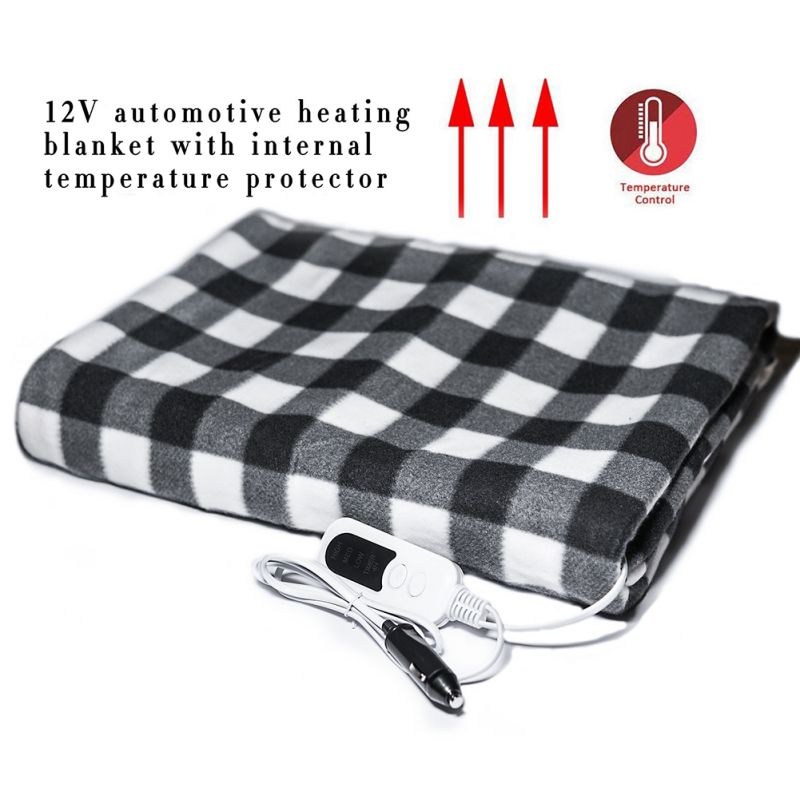 Electric Blankets Fleece Red Plaid 12V Heated Automotive Smart Multifunctional Travel Electric Car Blanket With High Low Temp