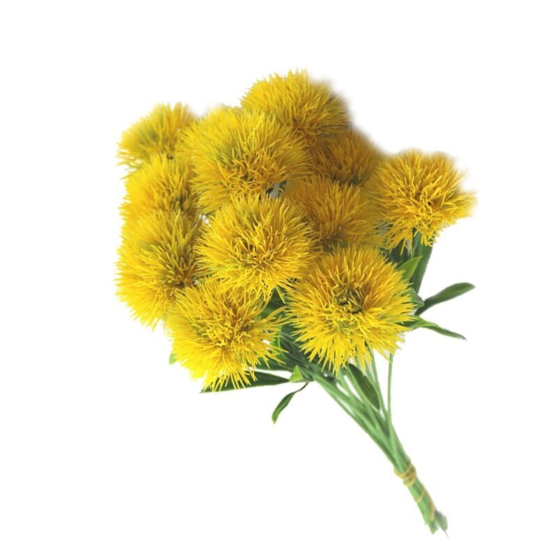 Flores artificiales de para boda, diente de león Artificial, ramo de flores para decoración del hogar, flores artificiales de seda: yellow