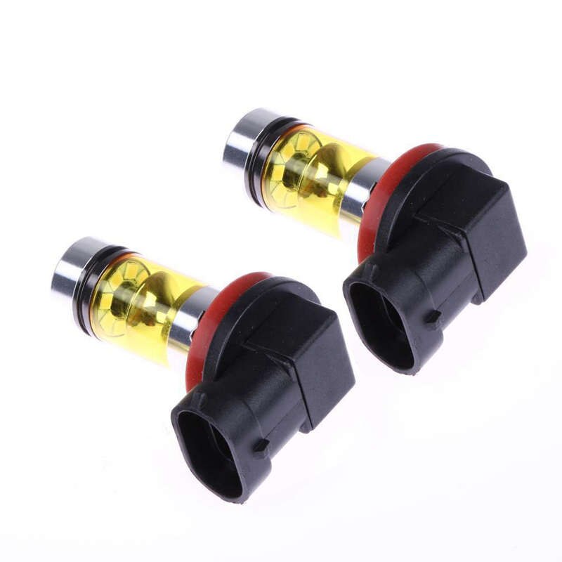 2 X luces Led de alta potencia 100W H8 H11 luz antiniebla amarilla 2828 20Led lámpara de faro