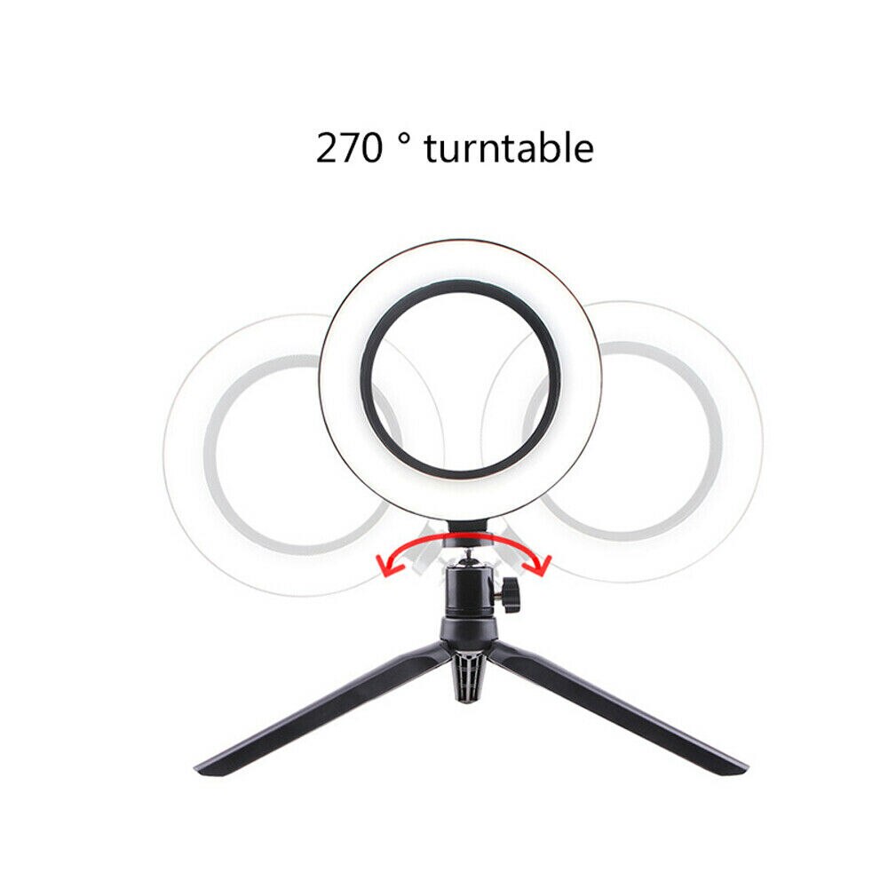 10'' LED Ring Light Lamp Selfie Camera Phone Studio Tripod Stand Video Dimmable Round Portable Selfie Flashlight Makeup Mirror