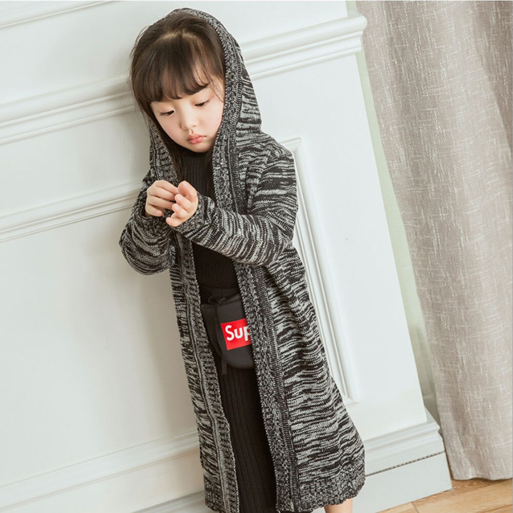 Girls Knitted Sweaters Children Cardigan Hoodie Long Sleeve Teenage Outerwear Boys Warm Coats Kids Outfits 6 8 10 12 14 16 Years: 100(90-100CM)