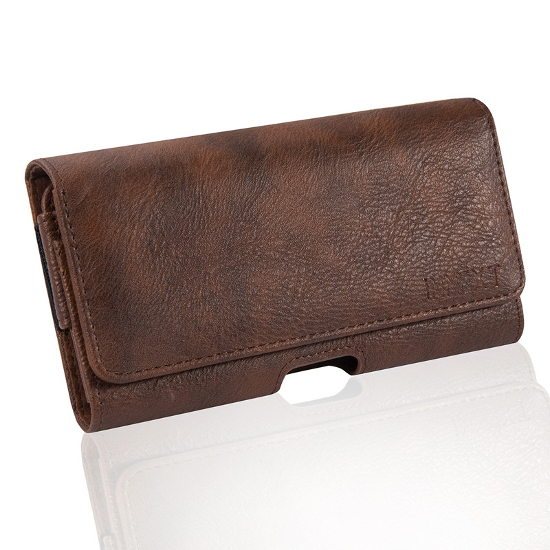 Téléphone sacoche pochette étui ceinture pince housse étui portefeuille en cuir synthétique polyuréthane housse universelle 5.5 "pour iPhone Samsung Huawei LG3 LG4: Dark Brown