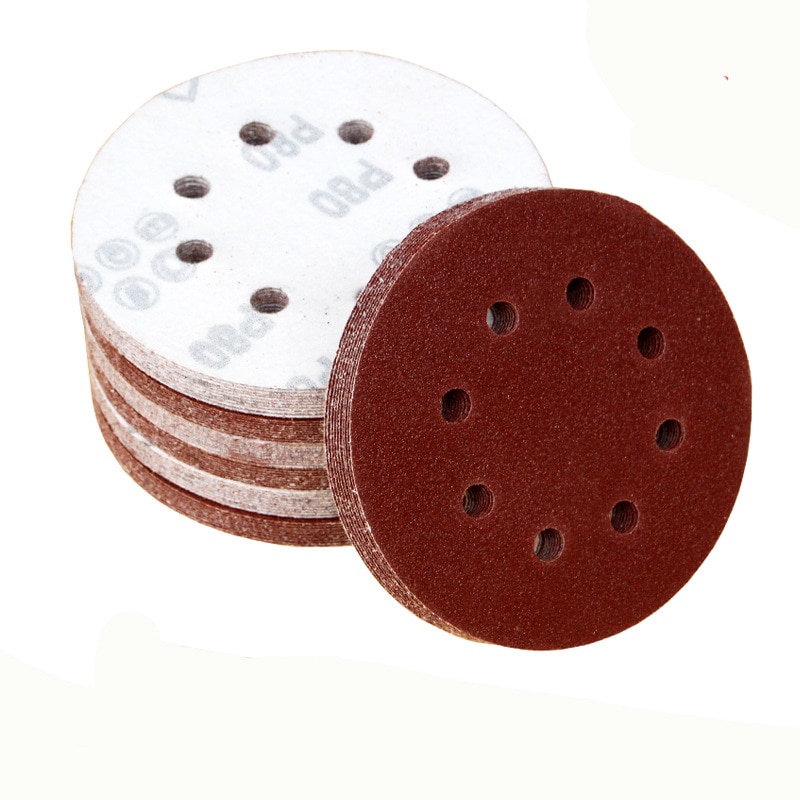 60/80/100pcs 5 Inch 125mm Round Sandpaper Eight Hole Disk Sand Sheets Grit 40-600 Hook and Loop Sanding Disc Polish