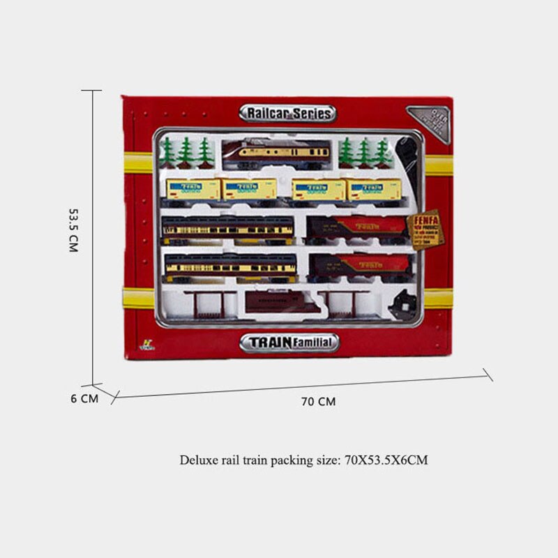 Klassieke Elektrische Licht Trein Spoor Set Fenfa Moderne Klassieke Gemonteerd Muziek Trein Rail Auto Simulatie Model Auto Set Speelgoed