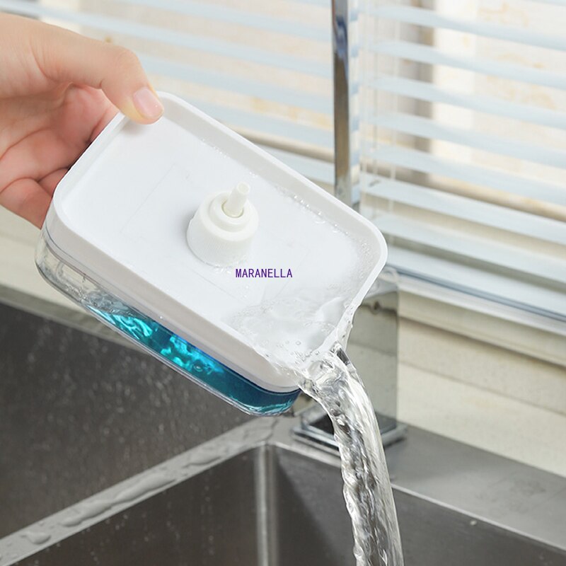 Multiful Seife Pumpe Spender Kasten Küche Gericht Flüssigkeit Seife Presse Kasten mit Schwamm Halfter Hause Reiniger Behälter 330ML