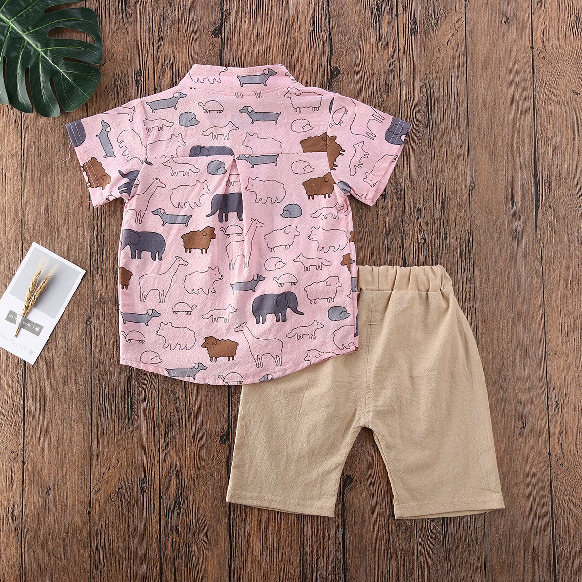 Spædbarn baby dreng barn sommertøj elefant gentleman skjorte t-shirt + bukser 2 stk outfits sæt