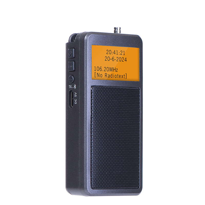 Mini przenośne radio Bluetooth Kieszonkowe radio stereo DSP FM Bezprzewodowy głośnik Bluetooth z budzikiem Podświetlany ekran Rechargea: Default Title