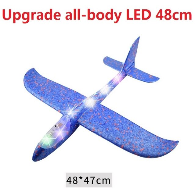 Foam Plane Glider Kids AirPlanes Led Lamps Flying Mode Inertial Aircraft Children Outdoor Hand Throwing Sports Toys: all LED blue 48