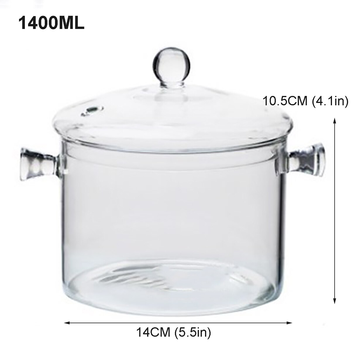 1.4/1.5l husholdnings varmebestandigt glas suppe grød pot mikroovn ild opvarmning gennemsigtig glasskål køkken madlavningsredskaber: 1400ml