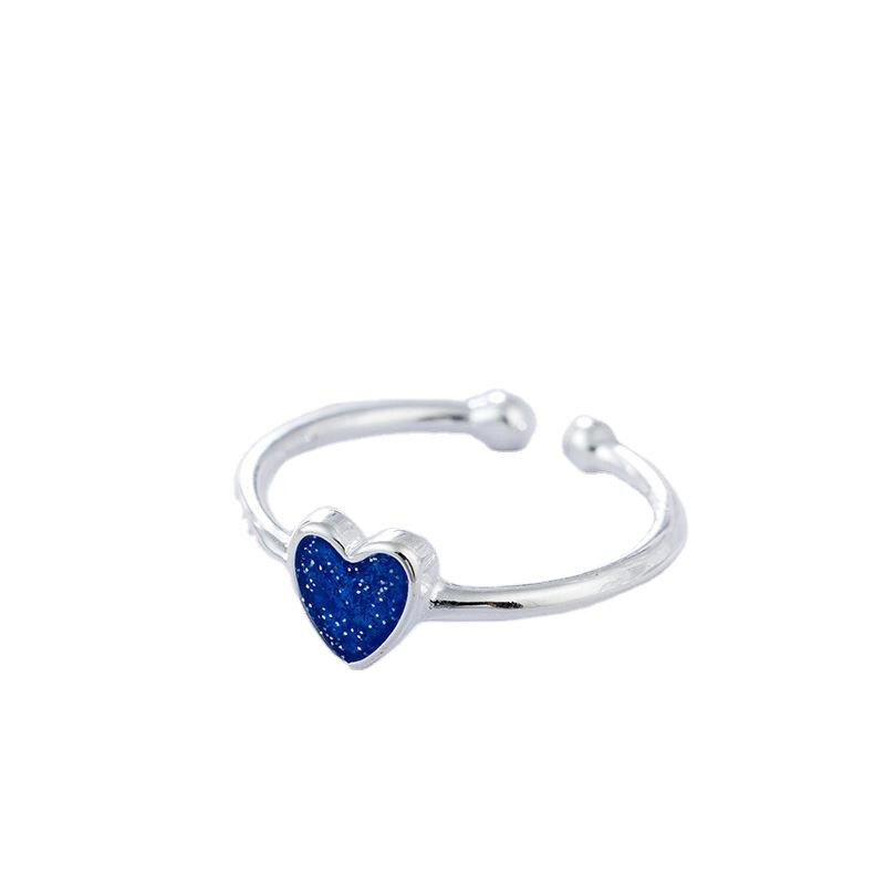 Persoonlijkheid Gothic Vintage Blauw Liefde Hart Ringen Voor Vrouwen Bridal Wedding Engagement Punk Verstelbare Antieke Ringen Rock Sieraden